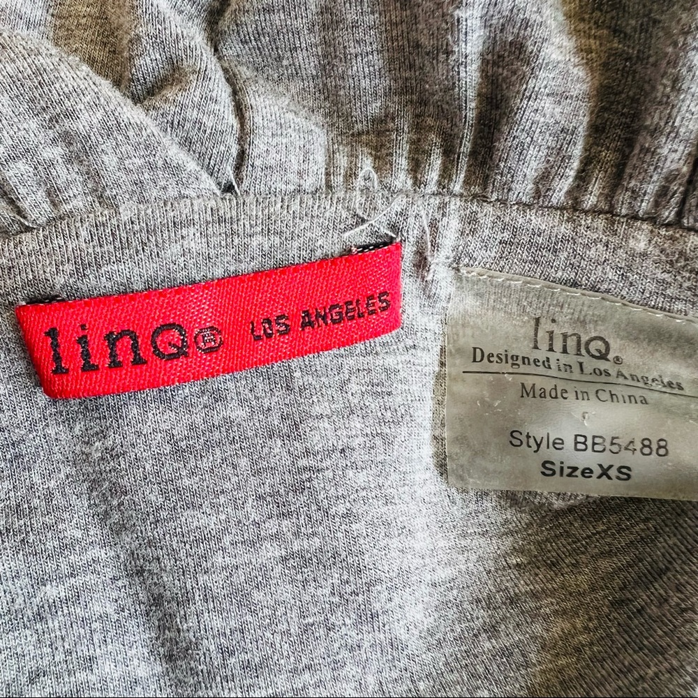 LINQ Los Angeles Ruched Dress Deep V-neck Gray - Picture 8 of 8